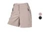 Shorts femme beiges avec fermetures éclair, également disponibles en noir.