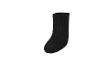 Une chaussette noire côtelée sur fond blanc.
