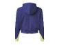 Un sweat-shirt à capuche bleu avec des détails jaunes