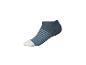 Chaussette courte bleu foncé à rayures bleu clair et bout blanc.