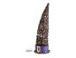 Décoration d'Halloween en forme de chapeau de sorcière en osier avec bande violette et boucle.