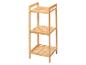 Étagère à trois niveaux en bambou pour salle de bain.