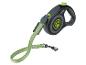 Laisse rétractable grise et verte pour chien