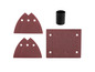 Papier abrasif pour outils, y compris des formes triangulaires et carrées.