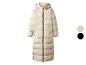 Longue doudoune beige avec fermeture éclair et boutons-pression