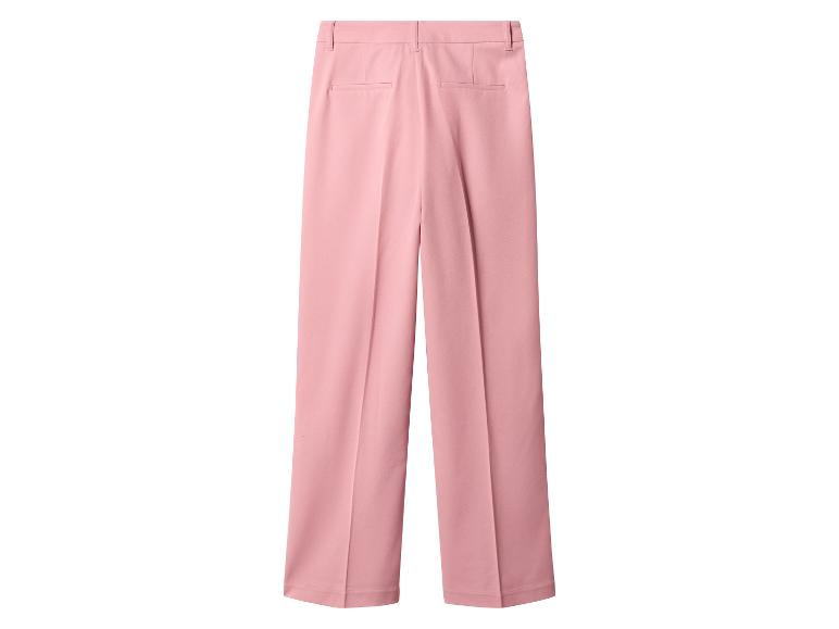 Vue arrière d'un pantalon rose à jambes larges avec passants de ceinture et une poche arrière.
