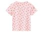 T-shirt rose à manches courtes avec un imprimé cœurs sur le dos.