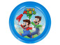 Une assiette bleue avec Mario et Luigi de Super Mario.