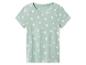 T-shirt vert menthe pour enfant avec motif marguerites blanches.