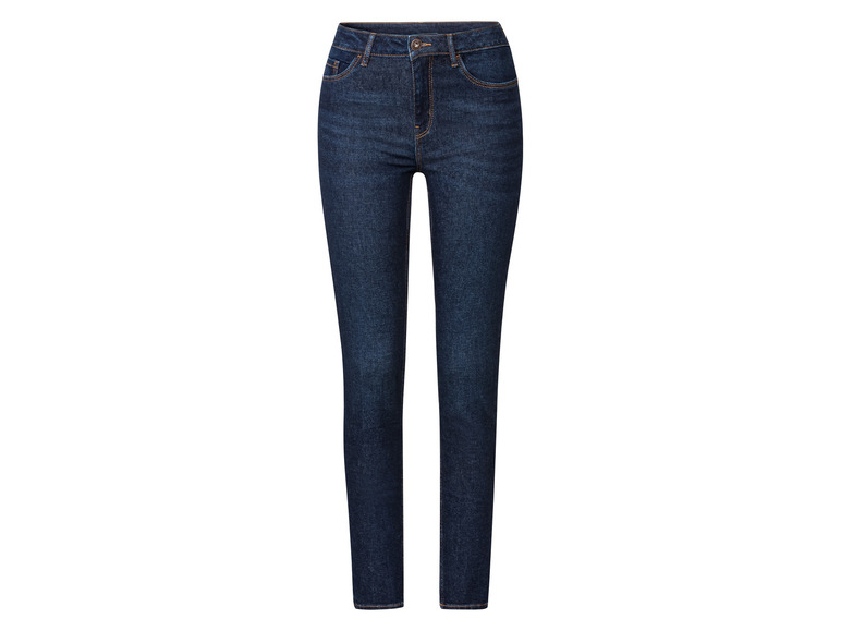 Un jean skinny bleu foncé.