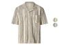 Chemise homme à manches courtes rayée avec col, en gris-beige.