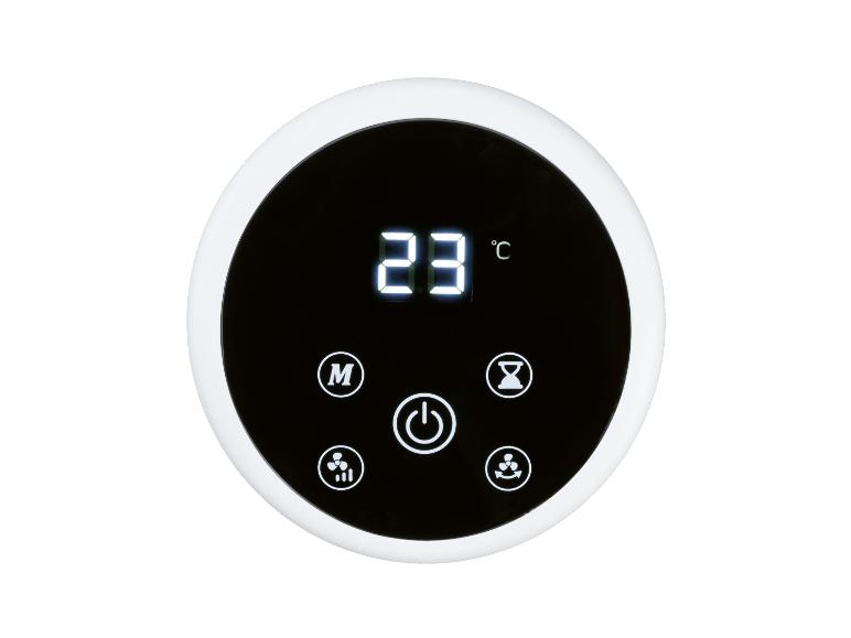 Écran numérique rond affichant une température de 23 °C avec des boutons de commande.