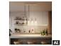 Suspension LED BRILONER à quatre lampes au-dessus d'un îlot de cuisine moderne. [image générée par l'IA]
