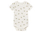 Un body bébé blanc à manches courtes avec un motif d'abeilles.