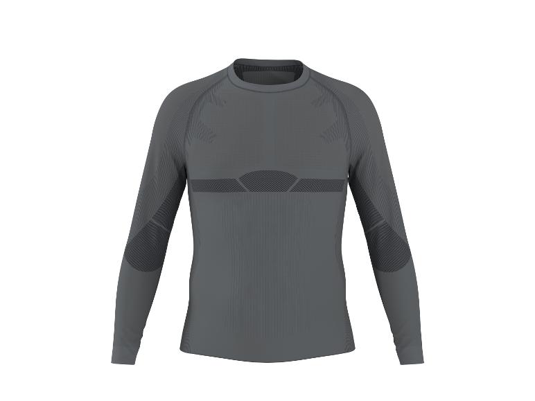 Maillot thermique gris à manches longues pour homme avec zones texturées