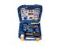 Cloueuse/agrafeuse pneumatique LIVARNO® PBS151 dans une mallette bleue avec accessoires et instructions.