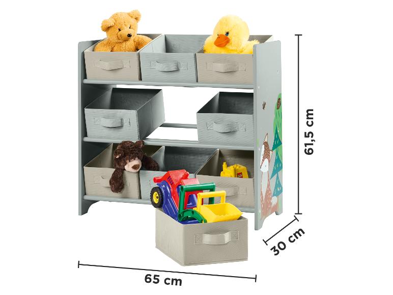 Rangement jouets 8 bacs, thème forêt, 65x30x61,5 cm.