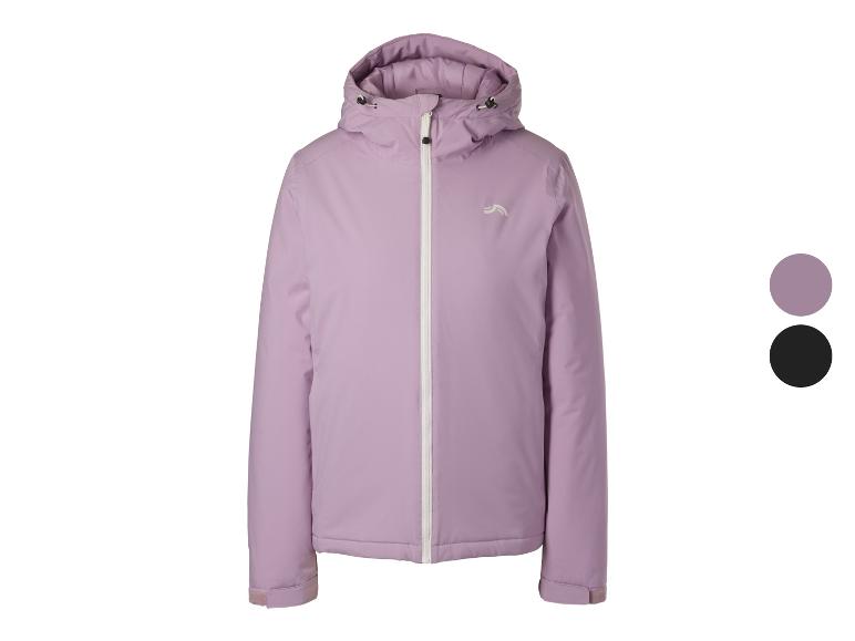 Veste d'hiver à capuche pour femme en lavande, également disponible en noir.
