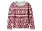 Pull blanc avec motif Fair Isle rouge