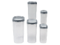 Ensemble de contenants alimentaires en plastique avec couvercles gris.