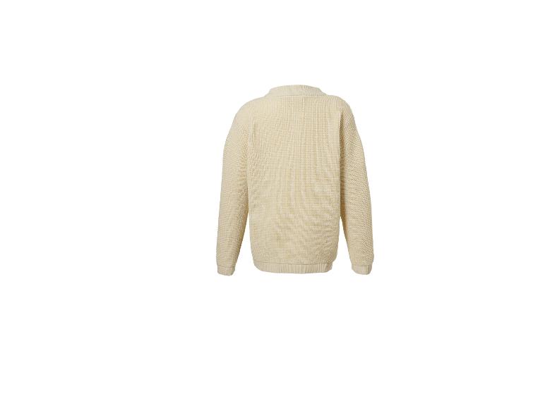 Pull en maille gaufrée de couleur crème, vue de dos.
