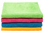 Pile de chiffons en microfibre vert, rose, bleu et jaune