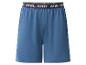 Short de pyjama bleu avec ceinture élastique et texte « ATHL. DPMT ».