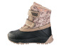 Une botte d'hiver marron à motif floral.