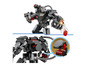 Un LEGO Marvel War Machine avec des bras mobiles et une fonction de tir.