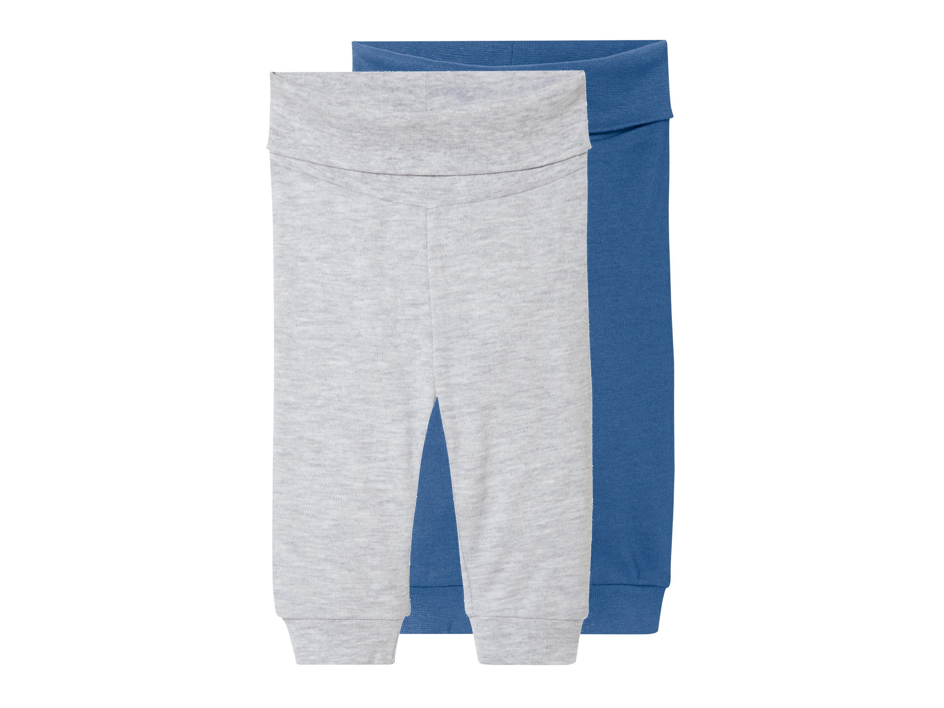 lupilu® Lot de 2 pantalons molletonnés bébé (0-2 mois, gris/bleu)