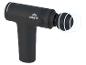 Pistolet de massage noir avec tête vibrante et anneaux blancs