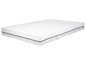 Un matelas blanc avec une bordure grise et des poignées.