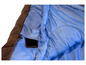 Un sac de couchage bleu avec un téléphone dans la poche