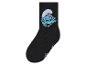 Des chaussettes noires avec un motif de Schtroumpf.
