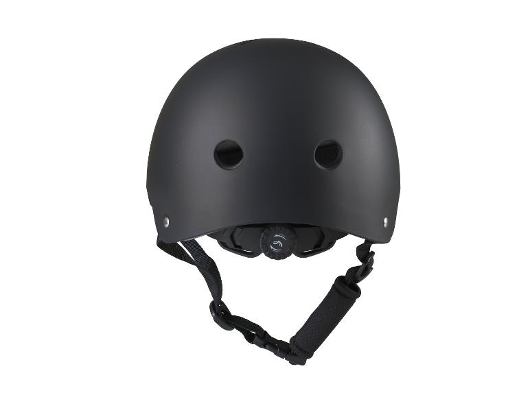 Casque de vélo noir mat avec sangle réglable et aérations.