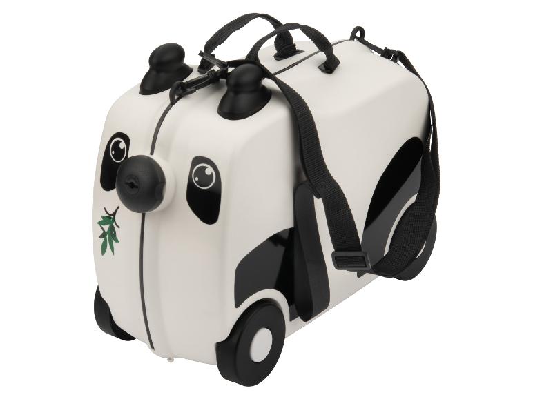 Valise enfant panda blanche et noire avec des roues et une sangle