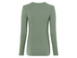 Un t-shirt à manches longues de couleur vert clair avec un col rond.