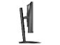 Moniteur d'ordinateur noir avec support et base, vu de profil.