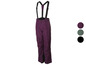 Pantalon de ski violet avec bretelles.