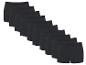 Dix paires de boxers noirs pour hommes, empilées en diagonale sur fond blanc.