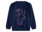 Un sweat-shirt bleu marine avec une licorne arc-en-ciel