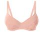 Soutien-gorge couleur pêche avec détails en dentelle sur les bonnets.