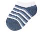 Chaussettes courtes rayées bleu et blanc.