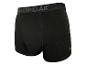 Boxer noir pour homme avec ceinture élastique et texte.
