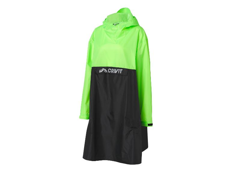 Poncho de pluie Crivit vert néon et noir.