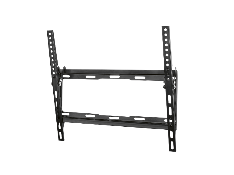 Support mural pour téléviseur en métal noir.