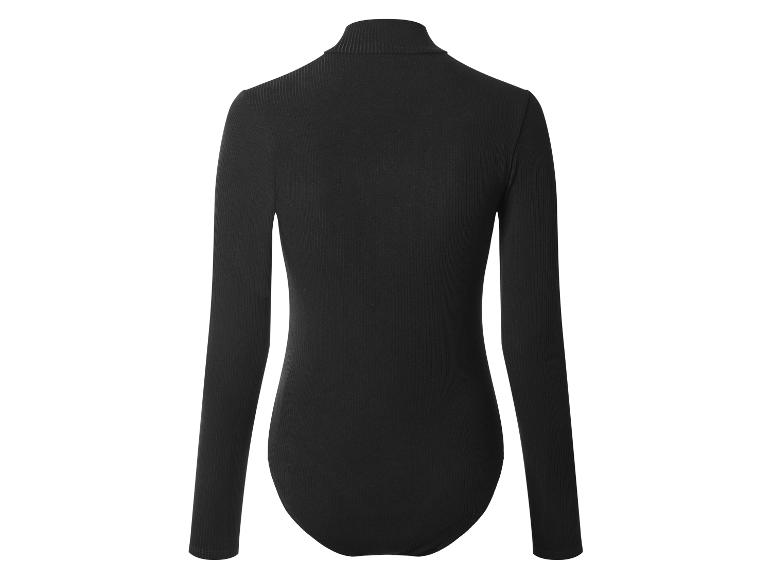 Body noir à manches longues et col montant pour femme, vue arrière.