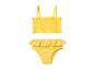 Maillot de bain deux pièces jaune pour enfant avec volants.