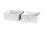Deux boîtes de rangement en tissu blanc