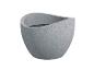 Pot de fleurs gris en forme de goutte, design moderne.